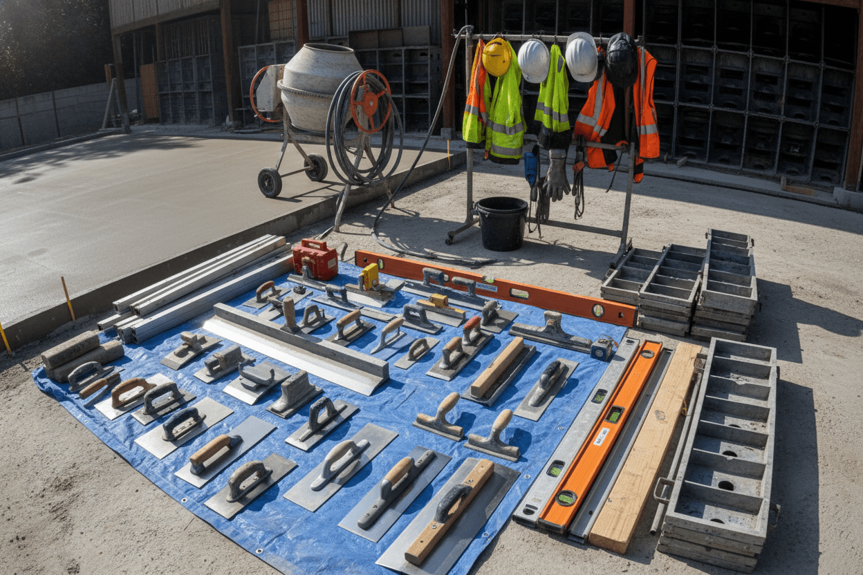 Professional concrete construction equipment and tools